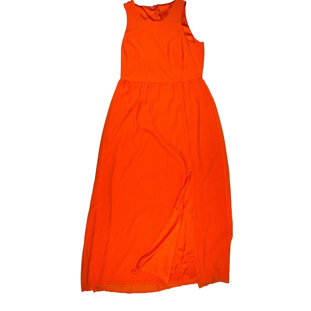 Gianni Bini Maxi Dress Womens L Orange Sleeveless Chiffon Side Slit Formal - Picture 15 of 16